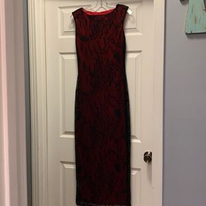 Byer Too Red with Black Lace Maxi Dress Size S